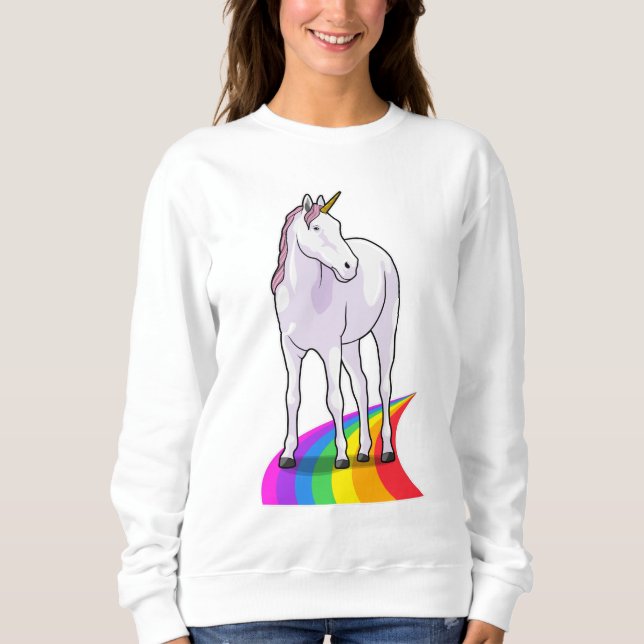 Unicorn med Rainbow T Shirt (Framsida)