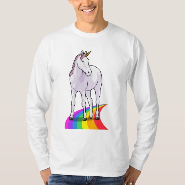 Unicorn med Rainbow T Shirt (Framsida)