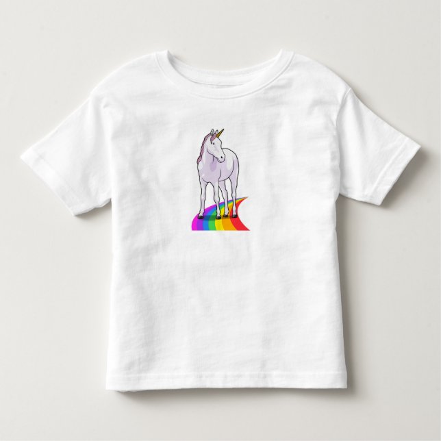 Unicorn med Rainbow T Shirt (Framsida)