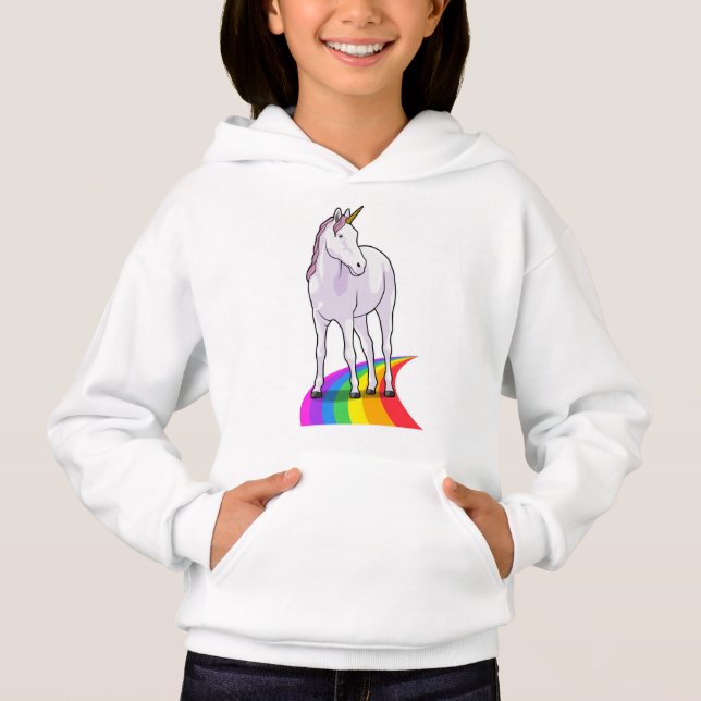 Unicorn med Rainbow T Shirt (Framsida)