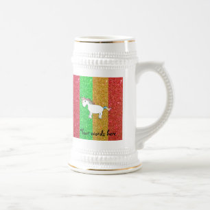 Unicorn med regnbåge glitter rand sejdel