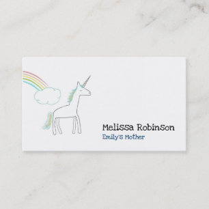 Unicorn med regnbåge och moln visitkort