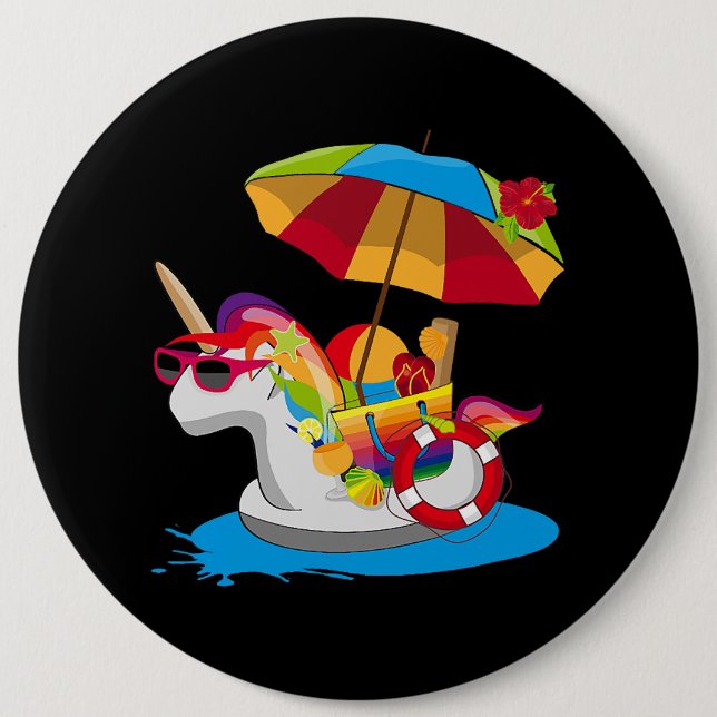 Unicorn med regnbåge och parasol knapp (Framsida)