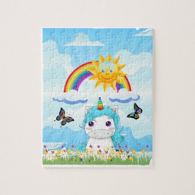 Unicorn med regnbåge pussel (Vertikal)