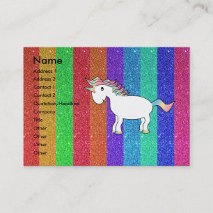 Unicorn med regnbågeglitterrandar visitkort