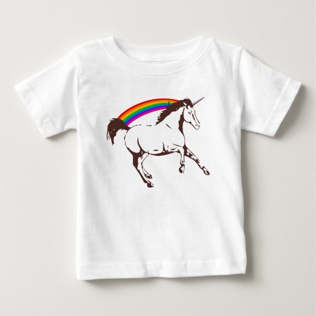 Unicorn med regnbågen tee shirt (Framsida)