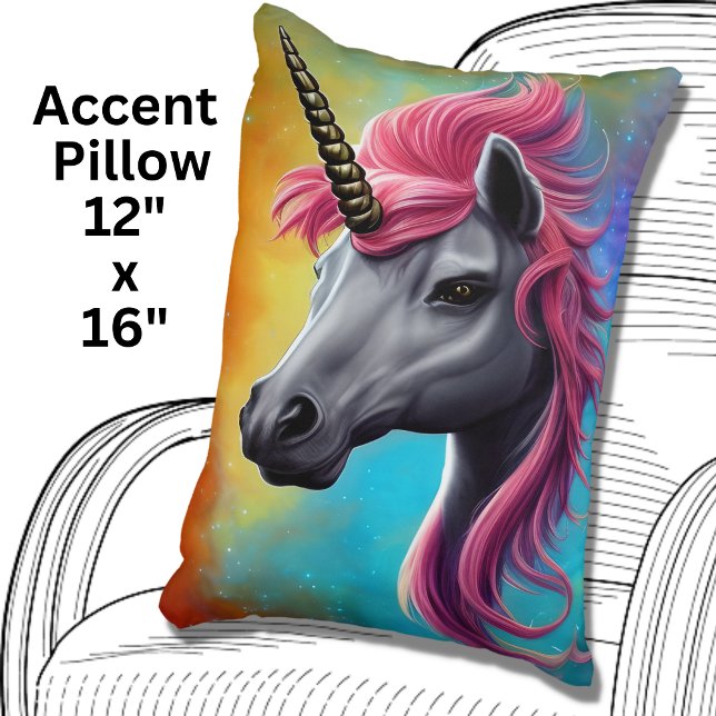 Unicorn med Rosa Mane Prydnadskudde (Skapare uppladdad)