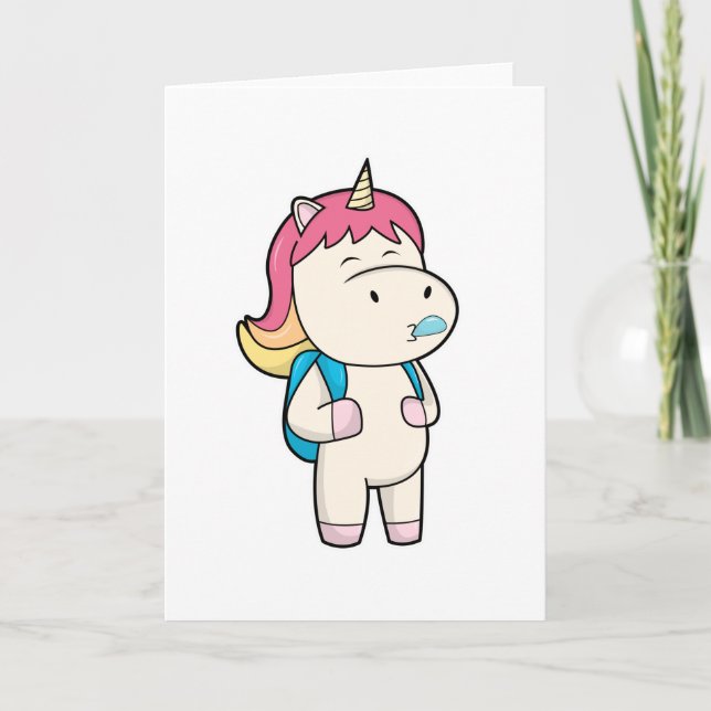 Unicorn med ryggstöd och tuggummi kort (Framsida)