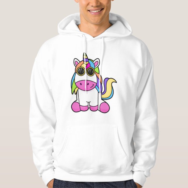 Unicorn med solglasögon hoodie (Framsida)