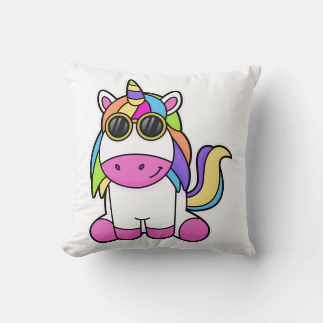 Unicorn med solglasögon kudde (Framsida)