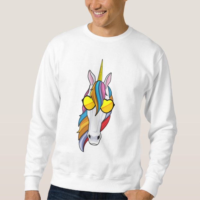 Unicorn med solglasögon lång ärmad tröja (Framsida)