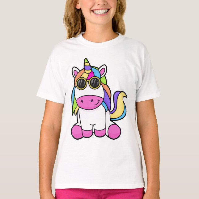 Unicorn med solglasögon t shirt (Framsida)