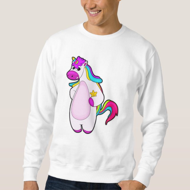 Unicorn med Star Lång Ärmad Tröja (Framsida)
