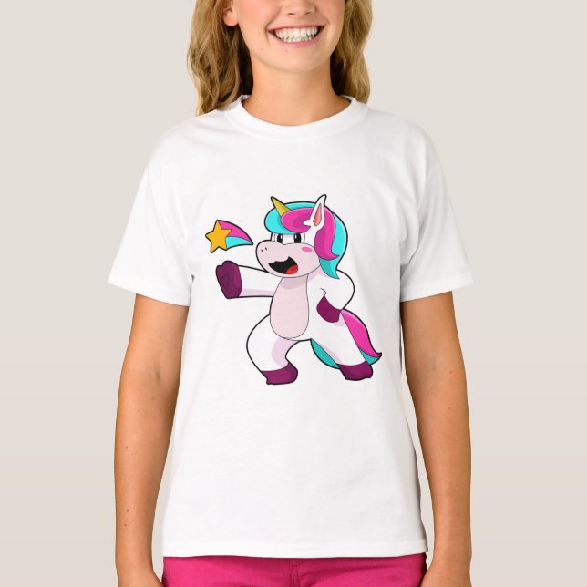 Unicorn med Star T Shirt (Framsida)