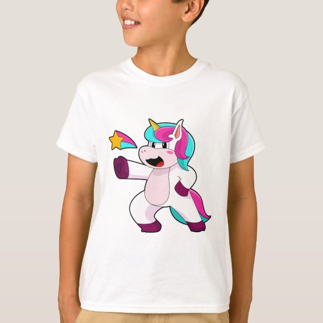Unicorn med Star T Shirt (Framsida)