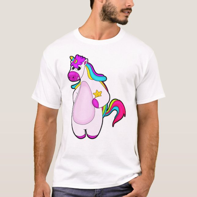 Unicorn med Star T Shirt (Framsida)