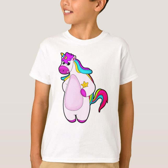 Unicorn med Star T Shirt (Framsida)