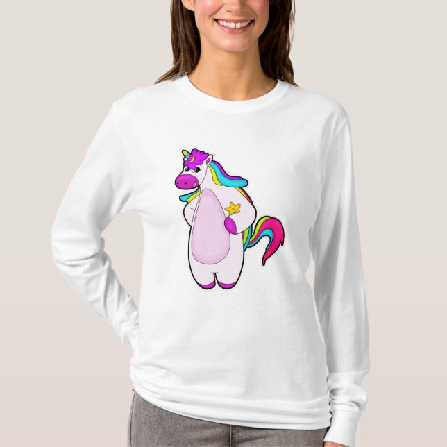Unicorn med Star T Shirt (Framsida)