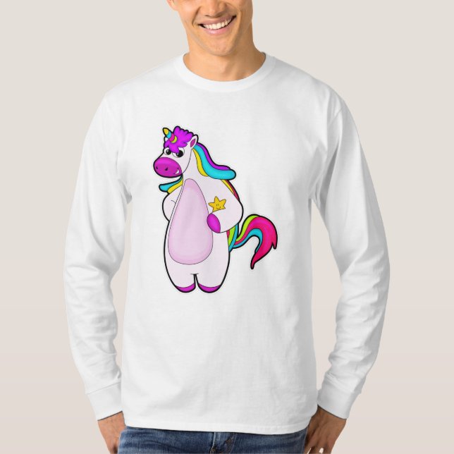 Unicorn med Star T Shirt (Framsida)