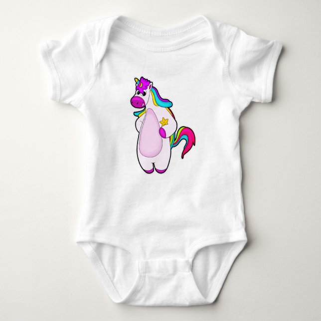 Unicorn med Star T Shirt (Framsida)