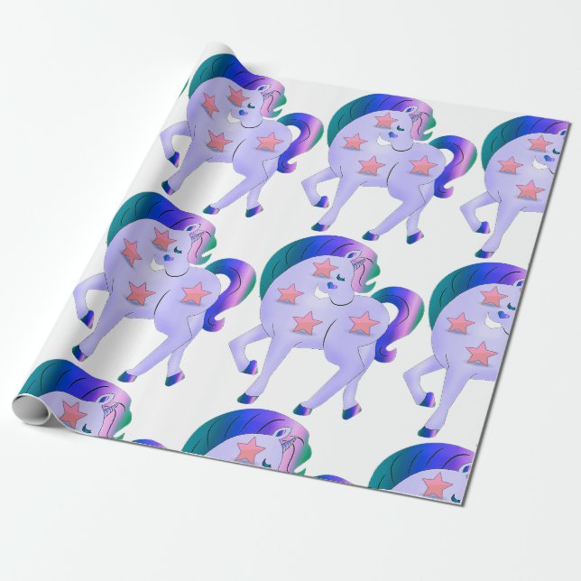 Unicorn med Stars Presentpapper (Utrullad)