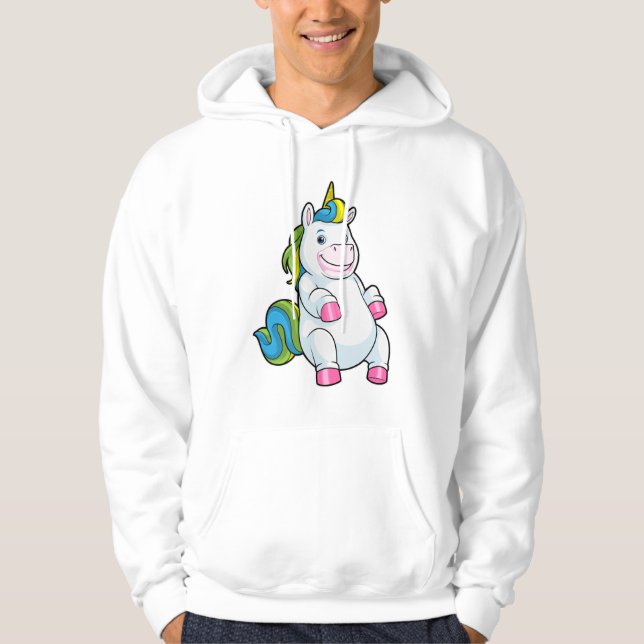 Unicorn med stor Belly Hoodie (Framsida)