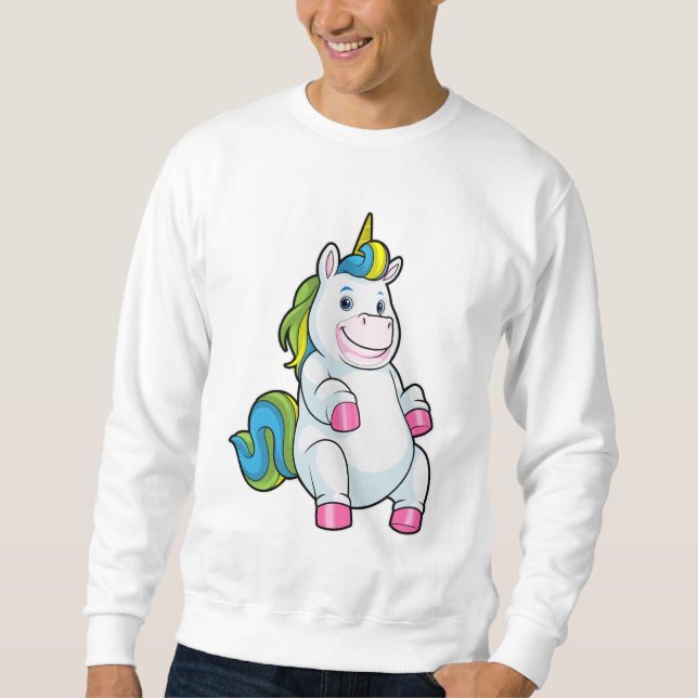 Unicorn med stor Belly Lång Ärmad Tröja (Framsida)