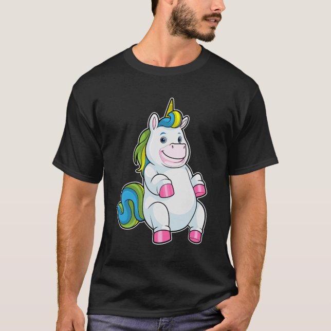 Unicorn med stor Belly T Shirt (Framsida)