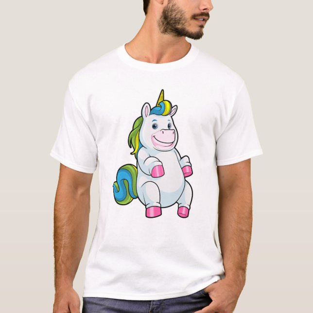 Unicorn med stor Belly T Shirt (Framsida)