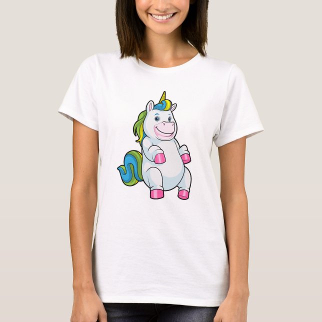 Unicorn med stor Belly T Shirt (Framsida)