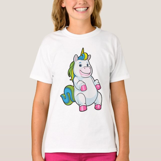 Unicorn med stor Belly T Shirt (Framsida)