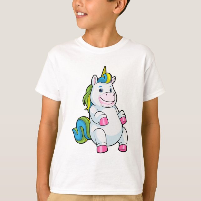 Unicorn med stor Belly T Shirt (Framsida)