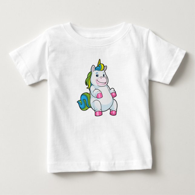 Unicorn med stor Belly T Shirt (Framsida)