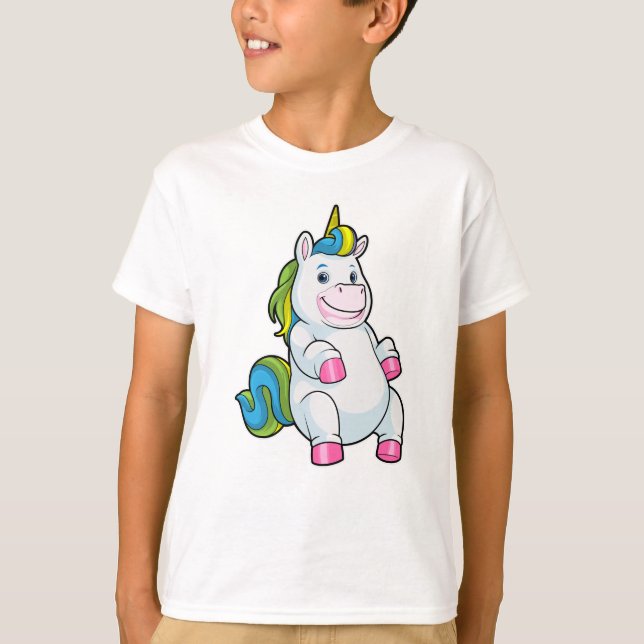 Unicorn med stor Belly T Shirt (Framsida)