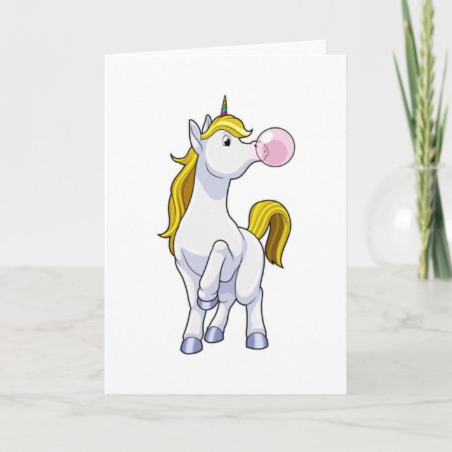Unicorn med tuggummi kort (Framsida)