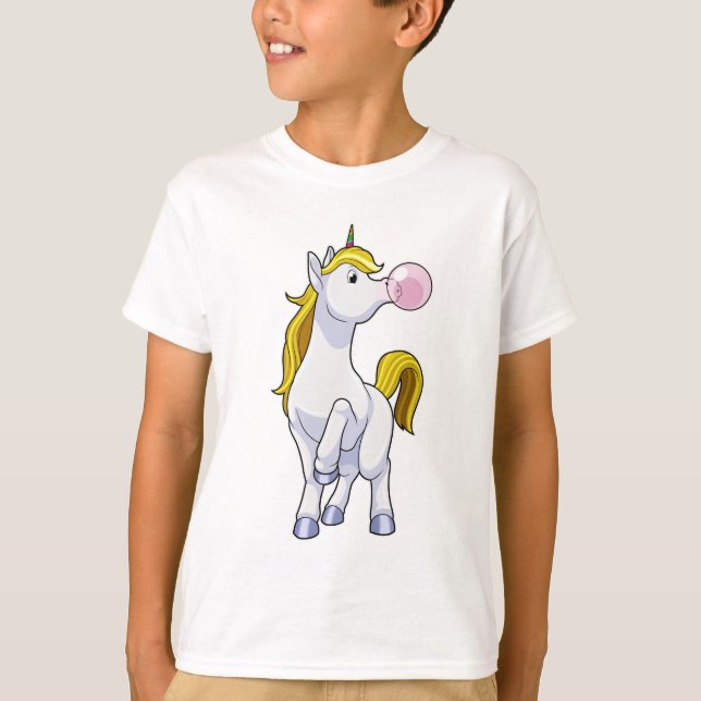Unicorn med tuggummi t shirt (Framsida)