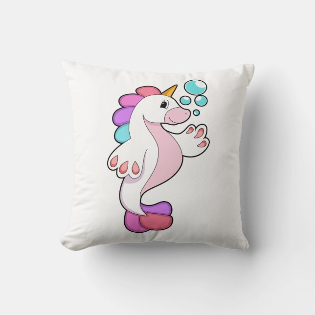 Unicorn med Vatten bubbles.PNG Kudde (Framsida)