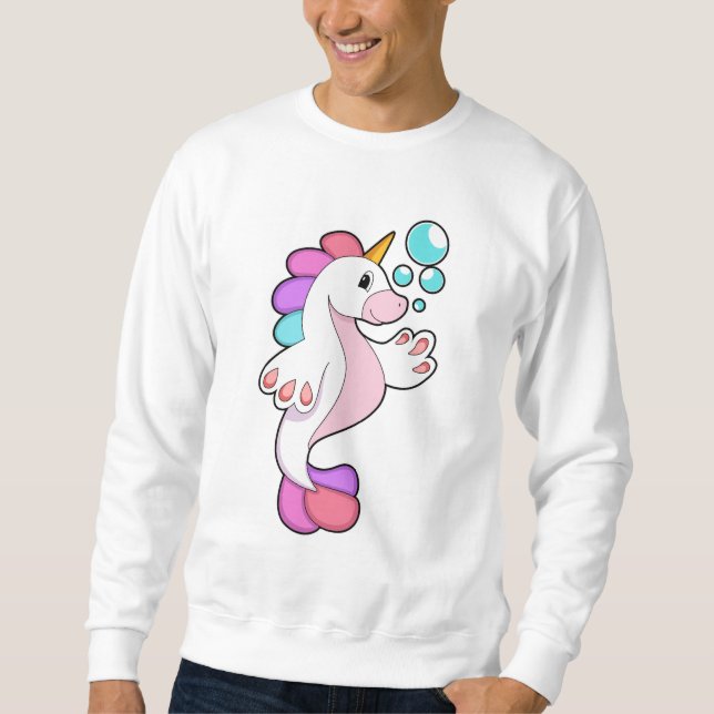 Unicorn med Vatten bubbles.PNG Lång Ärmad Tröja (Framsida)