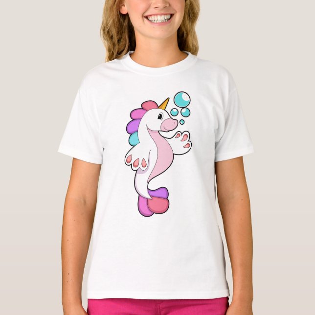 Unicorn med Vatten bubbles.PNG T Shirt (Framsida)