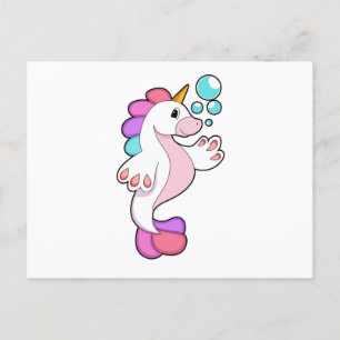 Unicorn med Vatten bubbles.PNG Vykort