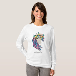 Unicorn med Vild Flowers i vattenfärg T Shirt