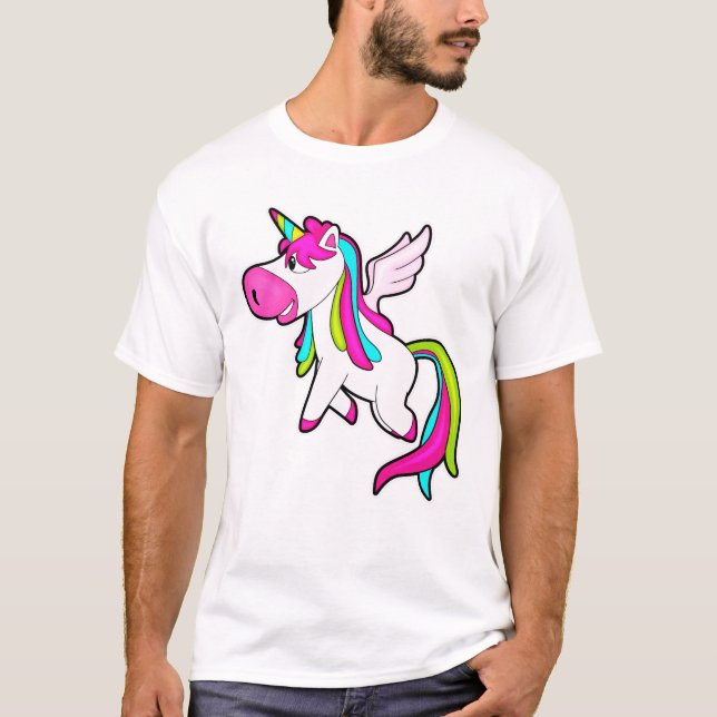 Unicorn med Vingar T Shirt (Framsida)