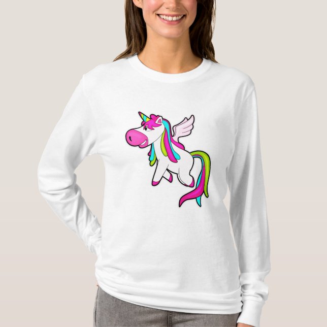 Unicorn med Vingar T Shirt (Framsida)
