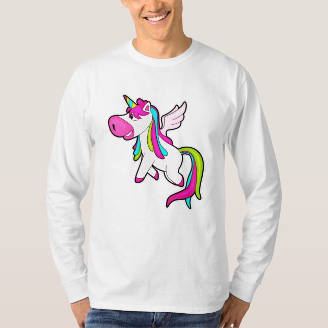 Unicorn med Vingar T Shirt (Framsida)