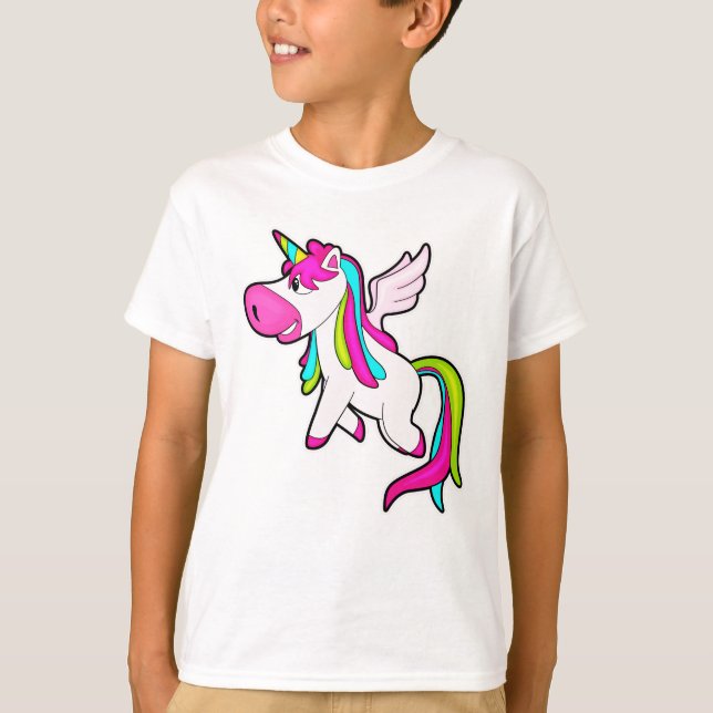 Unicorn med Vingar T Shirt (Framsida)