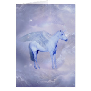 Unicorn med vingarfantasi hälsningskort