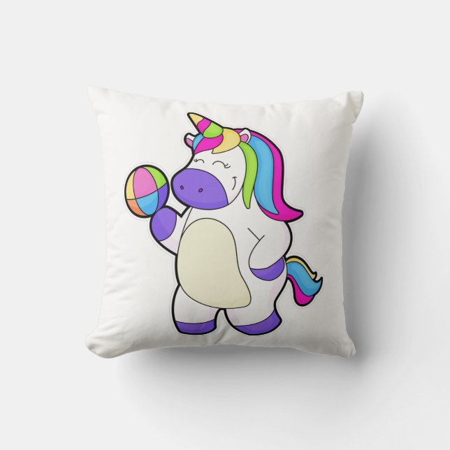 Unicorn med Volleyball Kudde (Framsida)