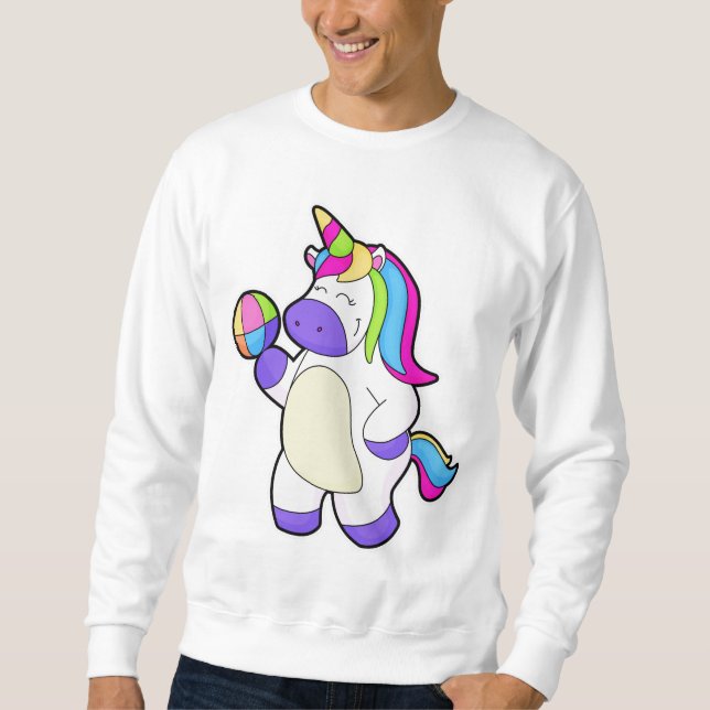 Unicorn med Volleyball Lång Ärmad Tröja (Framsida)