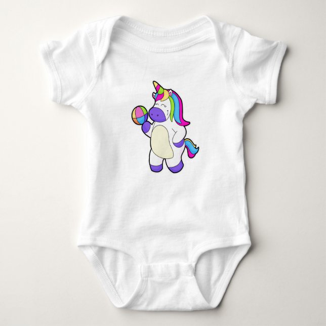Unicorn med Volleyball T Shirt (Framsida)