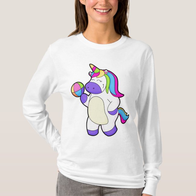 Unicorn med Volleyball T Shirt (Framsida)